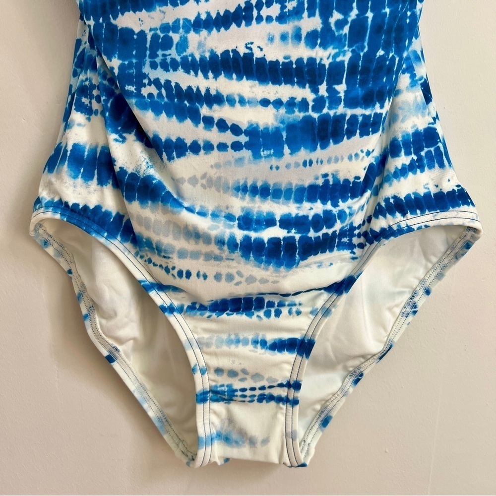 NEW Vince Camuto Blue Tie Dye V Wire Tassels Tie Bow Strap One Piece Swimsuit 4 - Picture 5 of 11